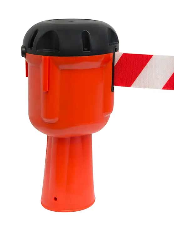 Cinta para cono separadora retráctil roja y blanca