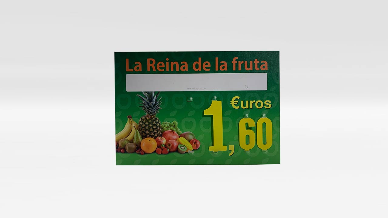 Cartel de precios grande para frutería