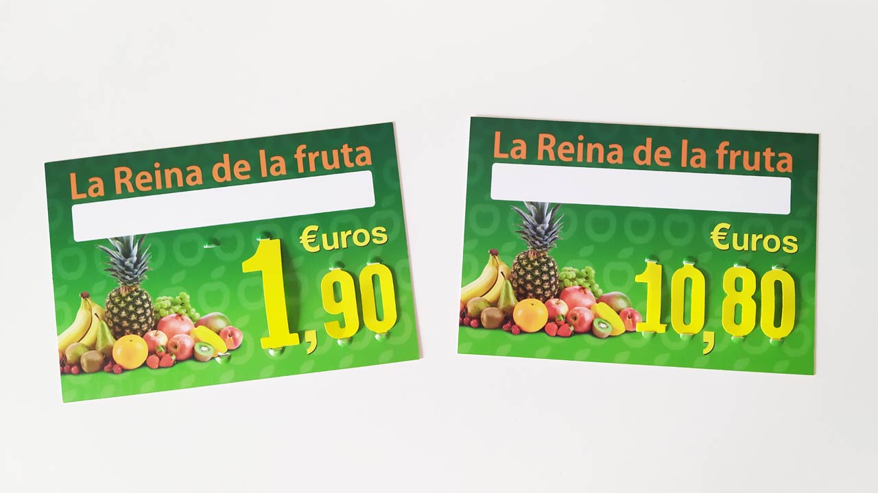 Carteles de precios modelos personalizados