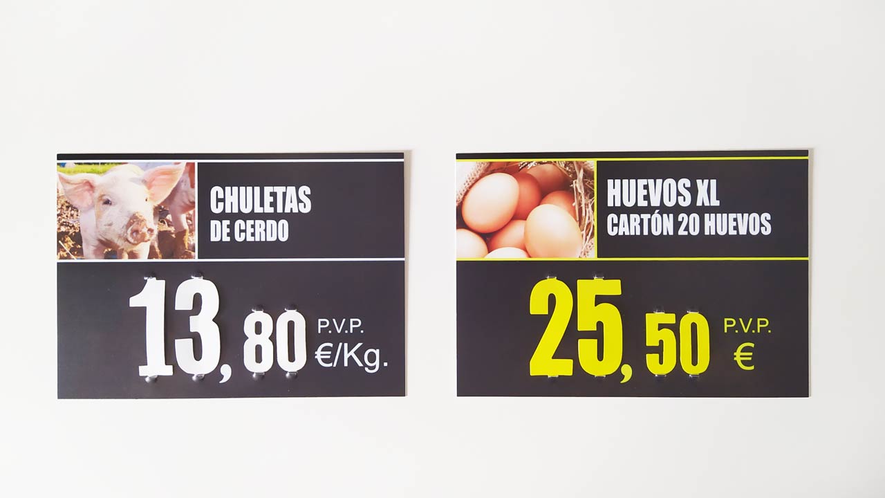 Carteles para precios personalizados