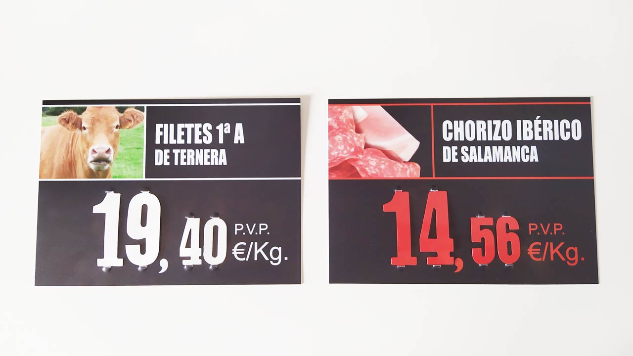 Carteles UVI para precios personalizados