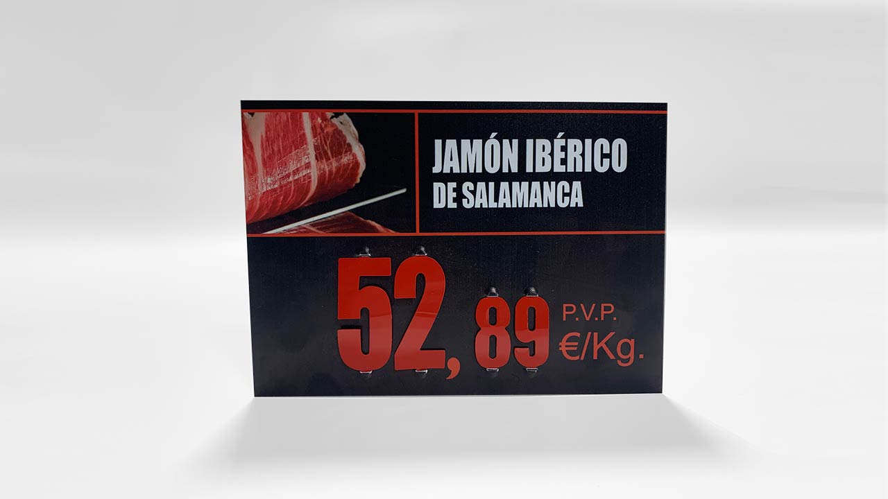 Portaprecios personalizados con números intercambiables